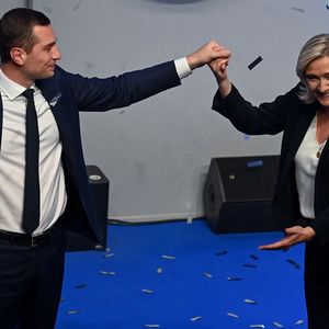 Marine Le Pen et Jordan Bardella voient leur image positive augmenter dans le classement des personnalités Elabe pour « Les Echos » de janvier (Photo d'archives : le 5 novembre 2023 lors de l'annonce de la désignation de Jordan Bardella à la tête du RN).