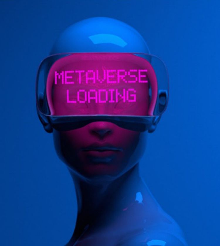 Un avatar portant des lunettes affichant «Métavers en charge».