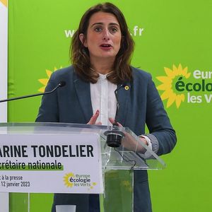 La nouvelle secrétaire nationale d'Europe Ecologie-Les Verts, Marine Tondelier, lors des voeux à la presse ce jeudi.