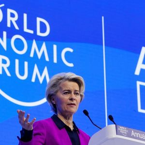 La présidente de la Commission européenne, Ursula von der Leyen, mardi au Forum économique mondial de Davos.