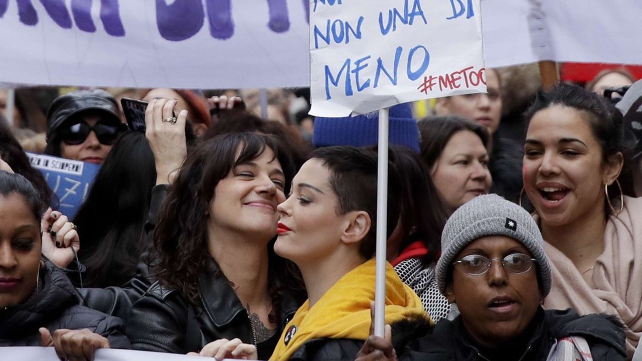 Bien que l'actrice italienne Asia Argento (à gauche) ait été l'une des initiatrices du lancement de #MeToo à Hollywood, le mouvement avait jusqu'ici peu touché l'Italie.
