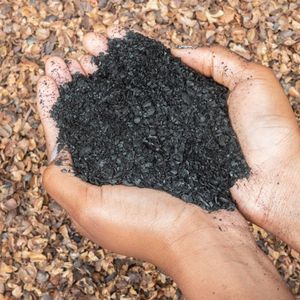 La start-up fabrique du biochar, une poudre fertilisante à enfouir dans le sol, dans des usines présentes en zones tropicales.