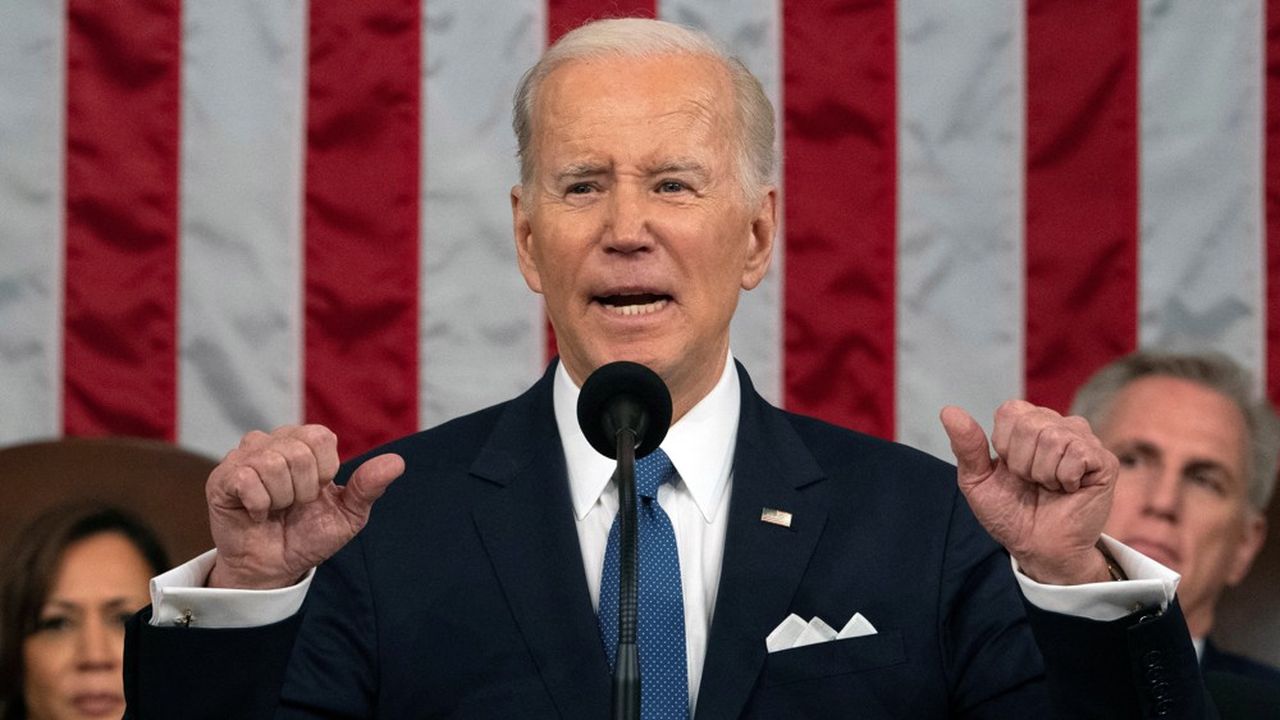 Joe Biden au Capitole durant son discours sur l'état de l'Union, mardi 7 février 2023