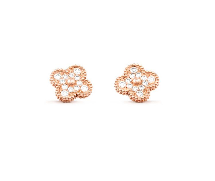 Boucles d'oreilles «Vintage Alhambra» en or rose et diamants.