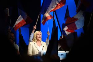 Marine Le Pen, candidate RN à l'élection présidentielle 2022, en meeting à Stiring-Wendel (Moselle), le 1er avril 2022.