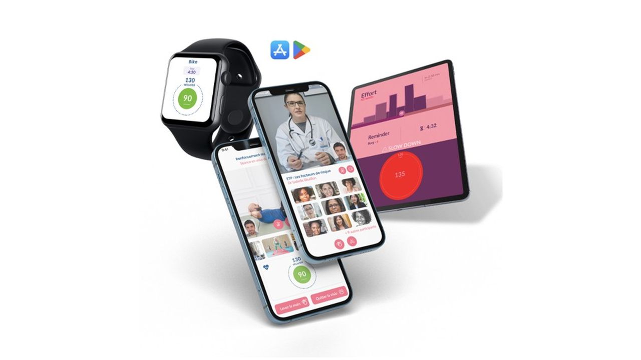 Les données de santé du patient, transmises grâce à un capteur de fréquence cardiaque relié en Bluetooth, sont analysées grâce aux algorithmes développés par Ensweet.