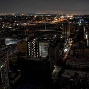 Un quartier de Johannesburg dans le noir fin janvier, lors d'une des nombreuses coupures d'électricité qui affecte le pays depuis l'an dernier.