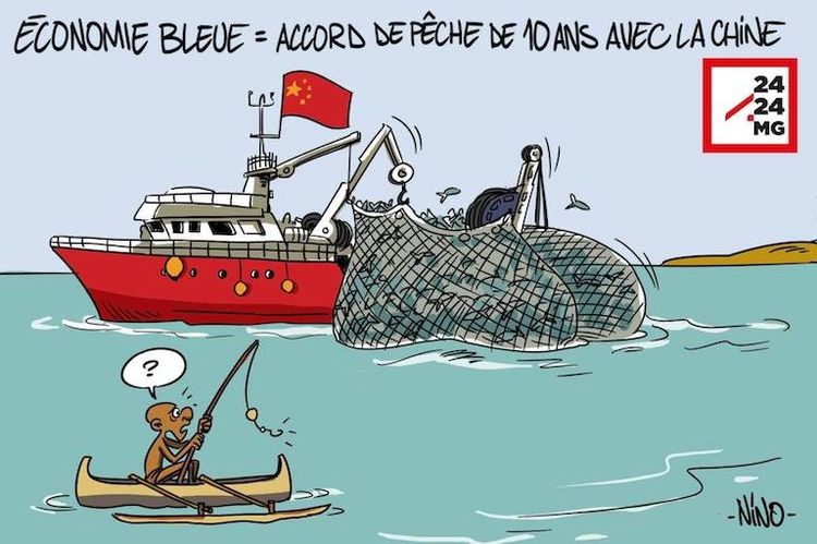 Pêche chinois Caricature originale -  France