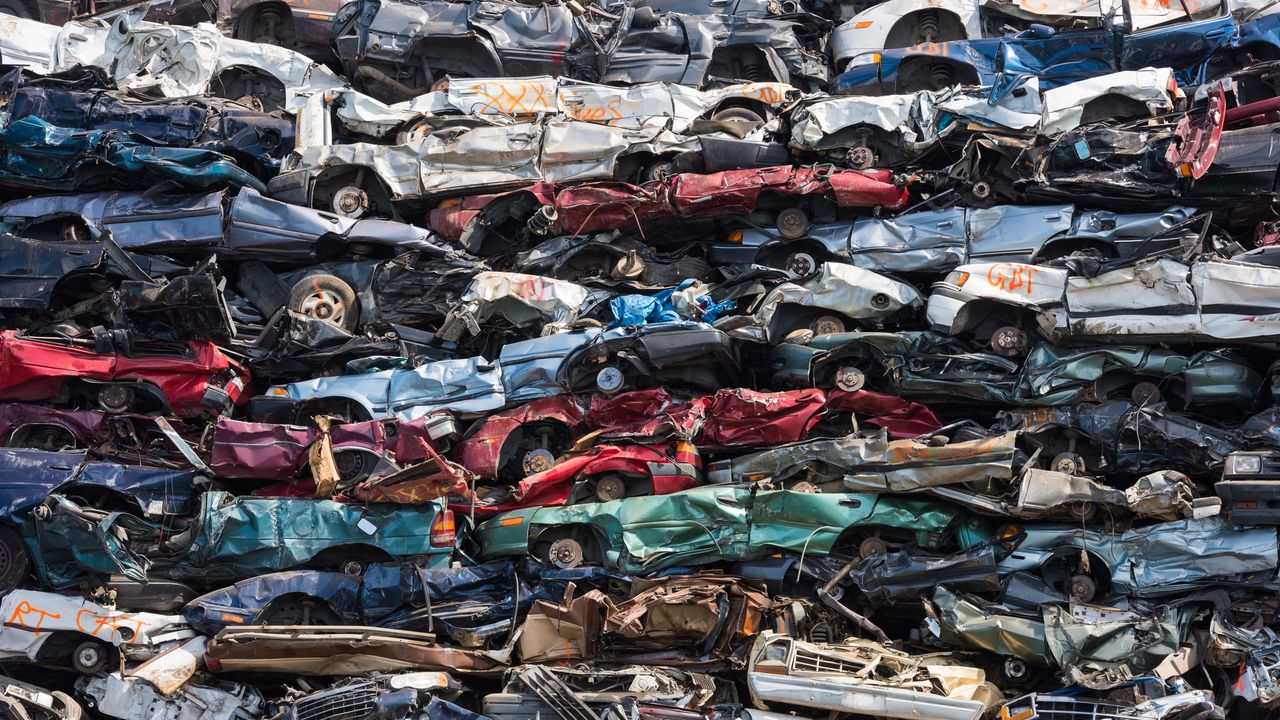 Heap of scrap cars