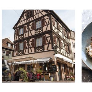 De gauche à droite : Le « Wistub Brenner » à Colmar, la cuisine savoureuse du « Garde Champêtre ».