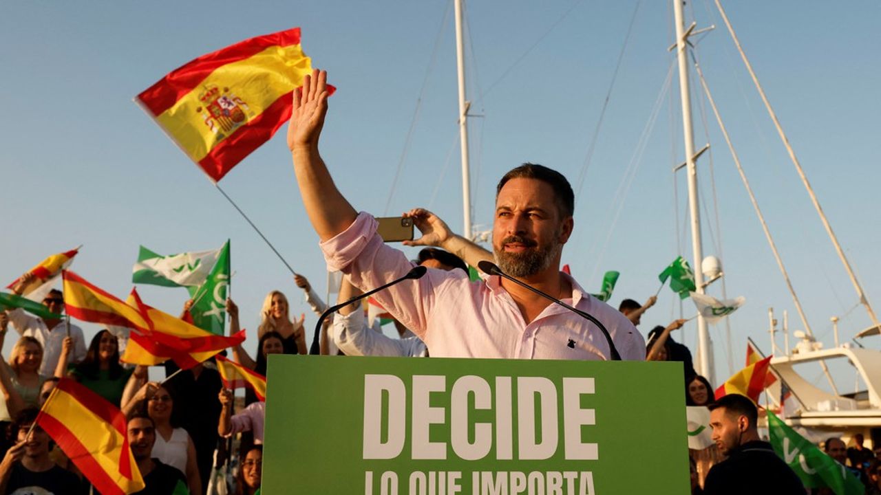 Le leader du parti d'extrême droite espagnol Vox, Santiago Abascal, a vu sa formation perdre une vingtaine de sièges aux Cortes.