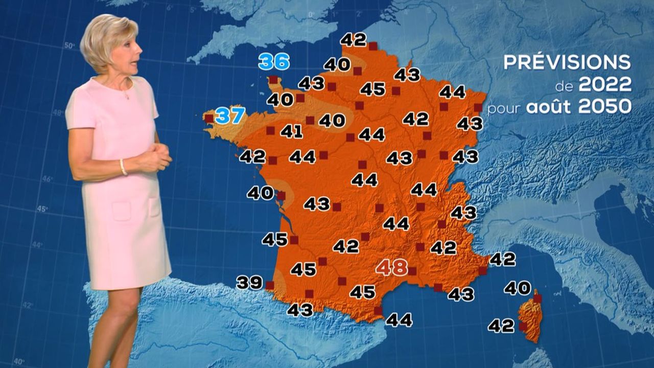 En octobre dernier, sur TF1, Evelyne Dhéliat a présenté une météo futuriste pour 2050.