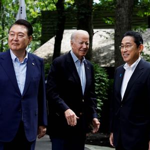 Sommet trilatéral à Camp David, où Joe Biden a reçu le président sud-coréen Yoon Suk-yeol, et le Premier ministre japonais Fumio Kishida.