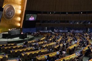 La ministre Catherine Colonna au siège de l'ONU à New York le 23 février 2023.