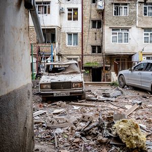 Des quartiers résidentiels ont été endommagés après l'opération militaire lancée par les forces armées d'Azerbaïdjan sur Stepanakert, la capitale du Haut-Karabakh.