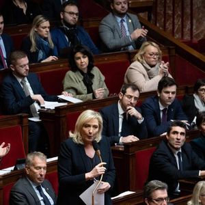 Marine Le Pen et le banc des députés RN, lors de la journée d'initiative parlementaire du groupe Rassemblement national à l'Assemblée nationale (photo d'archives).