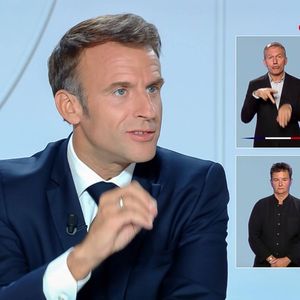 Emmanuel Macron, lors de l'entretien sur France 2 et TF1 dimanche soir.
