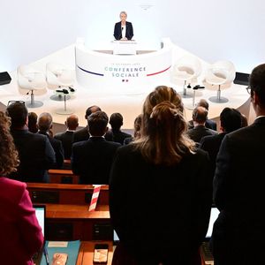 La Première ministre, Elisabeth Borne, en ouverture de la conférence sociale ce lundi au Cese.