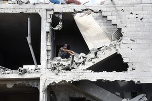 Une maison détruite par les frappes israéliennes à Khan Younès, dans le sud de la bande de Gaza, le 16 octobre 2023.