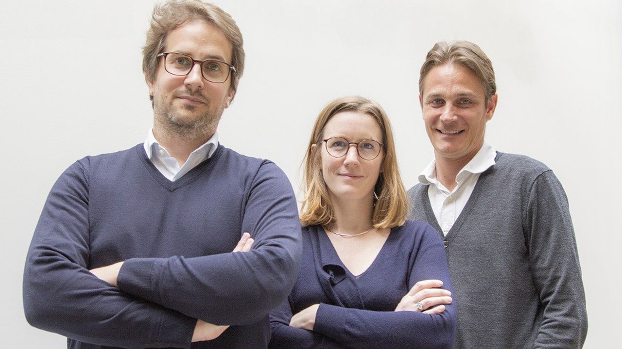 Caroline Ménager, cofondatrice de la néo-banque Pixpay, avec Nicolas Klein et Benoît Grassin.