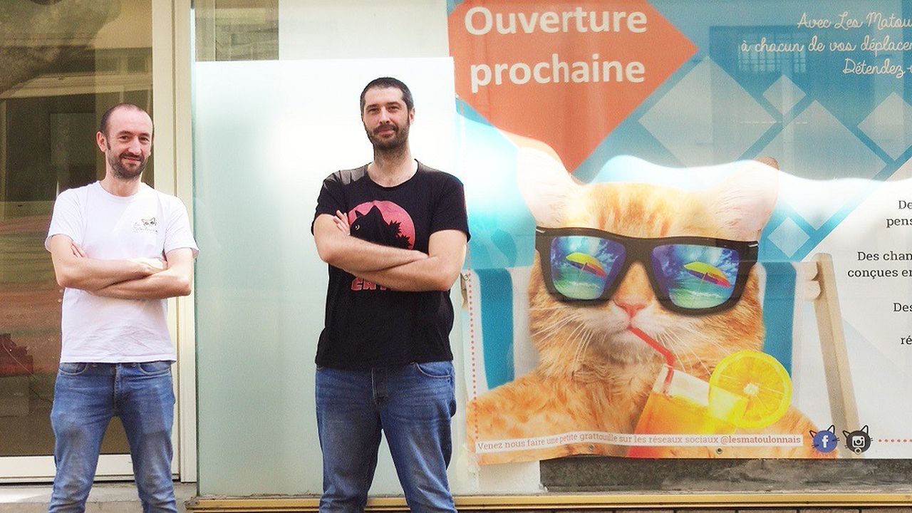Julien Gilbert et Benoît Petit, les cofondateurs de Matoulonnais à Toulon, ont dû reporter l'ouverture de leur pension pour chats.