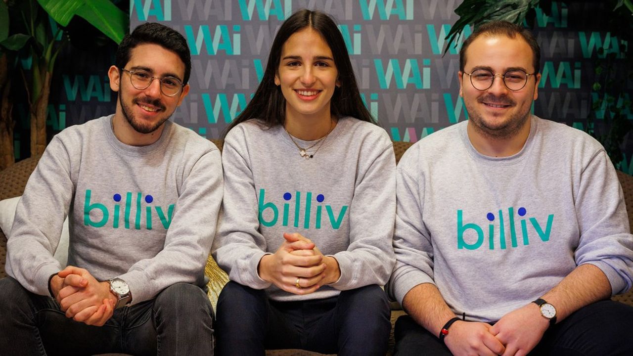 Ruben Kahloun, Léna Crolot et David El Malih, cofondateurs de Billiv.