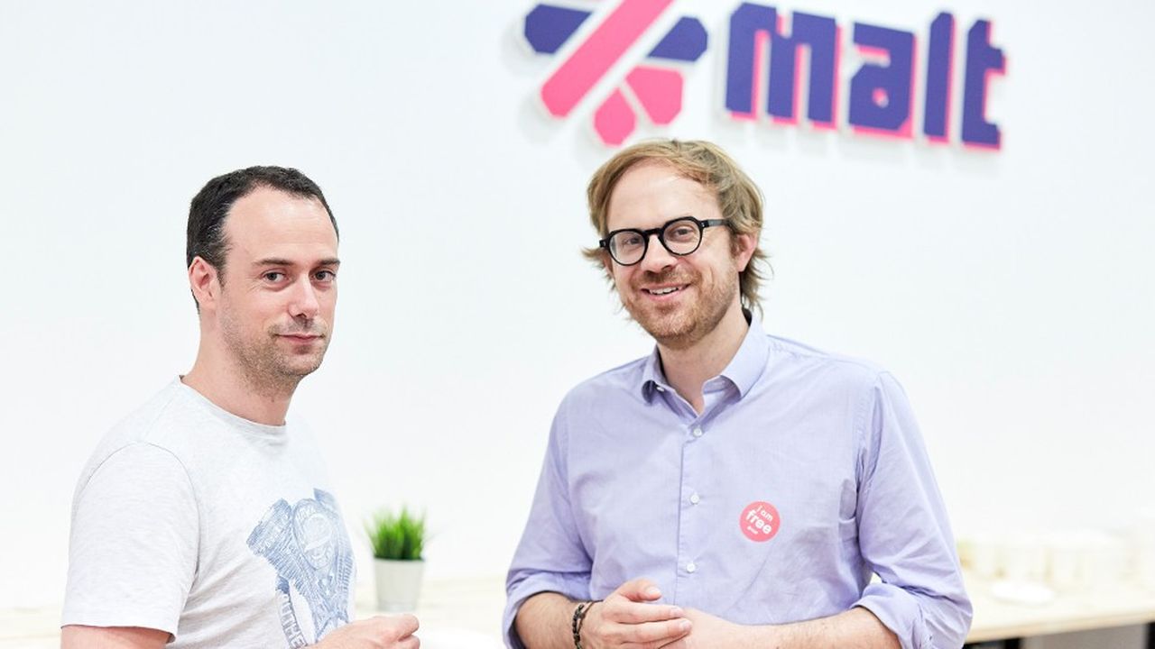 Hugo Lassiège et Vincent Huguet ont cofondé Malt en 2013. L'entreprise vient de lever 25 millions d'euros.