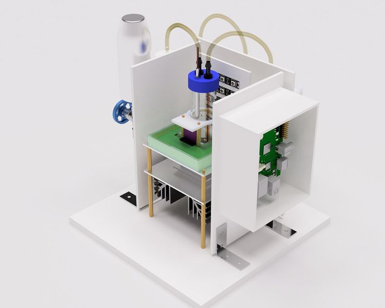 Algacraft a conçu un photobioréacteur afin de tester les microalgues dans un environnement contrôlé.