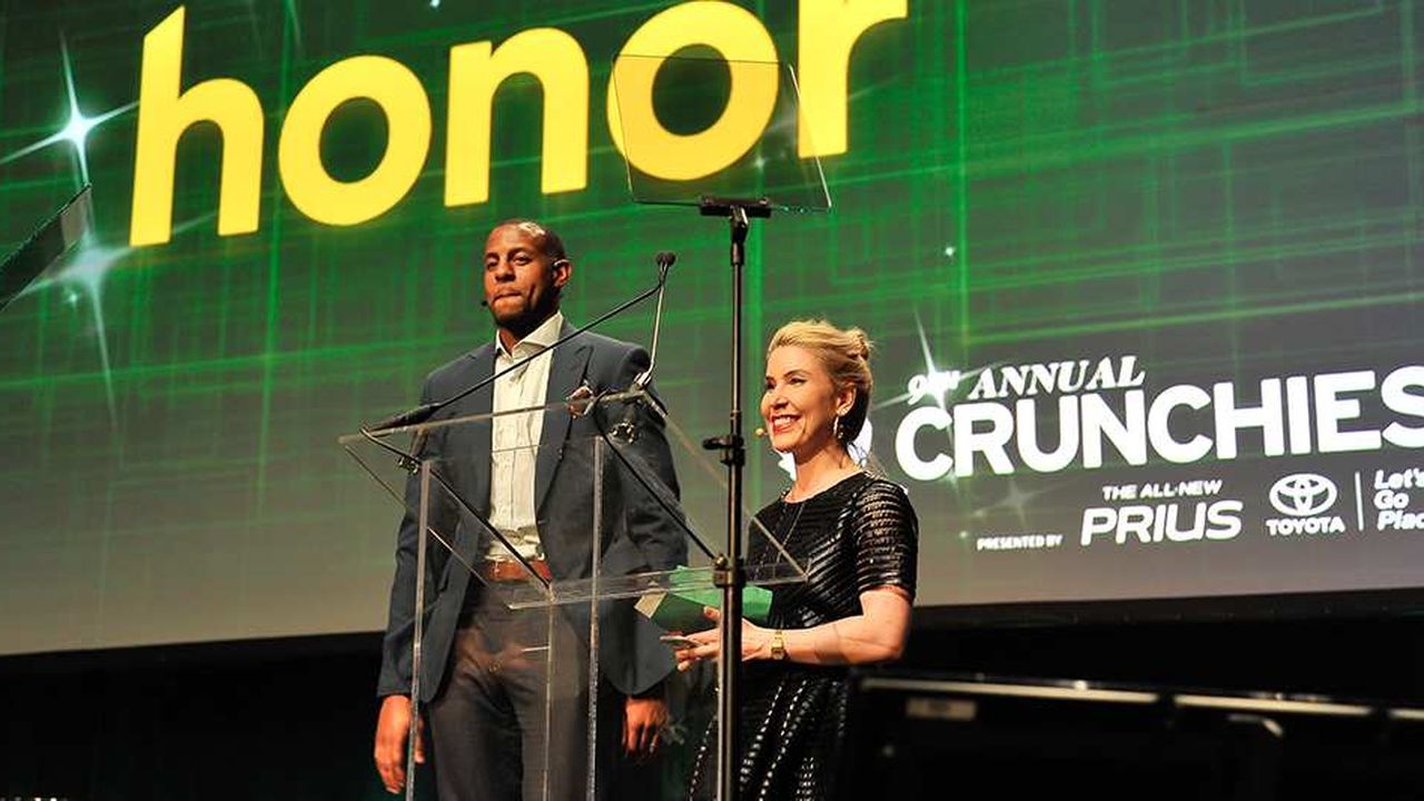 Andre Iguodala et Sarah Laneaux Crunchies Awards, équivalent des Oscars pour les start-up, le 8 février 2016 à San Francisco.