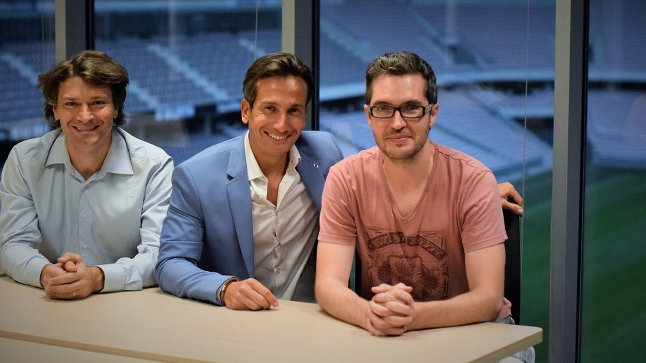 Fabien Astic, Frédéric Dayan et Sylvain Benito, associés dans la start-up ExactCure, dans les locaux de l'accélérateur Allianz au Riviera de Nice.