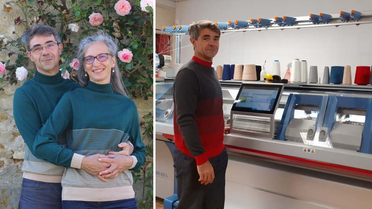 Charles et Delphine de Monléon ont lancé fin 2020 Maille Berry, une entreprise qui confectionne des pulls, gilets, écharpes et bonnets avec de la laine filée en France.