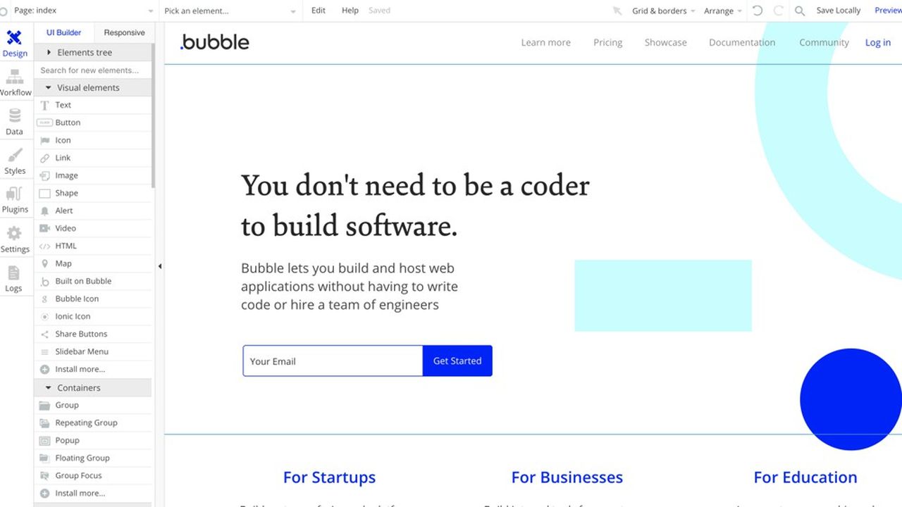 Avec Bubble, pas besoin d'être un codeur pour développer une appli Web.