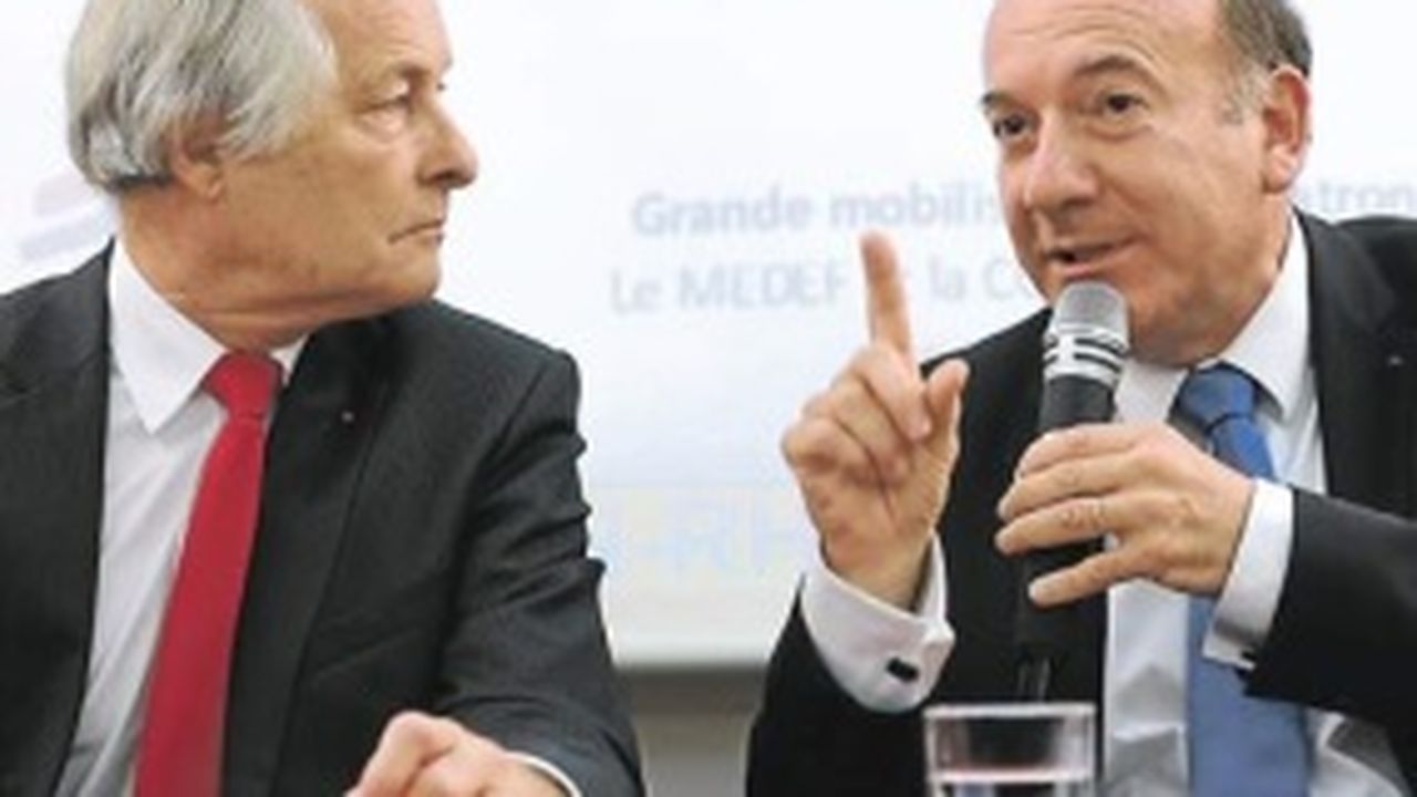 Jean-François Roubaud, le président de la CGPME (à gauche), et Pierre Gattaz, le président du Medef, ont fait le déplacement à Lyon pour soutenir leurs adhérents.