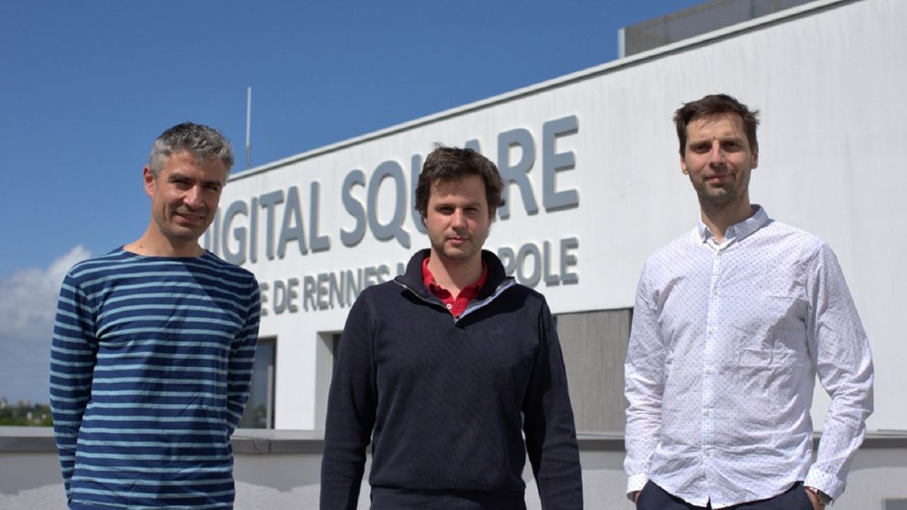 Antoine Lefebvre, président de Kermap, est entouré de ses cofondateurs Thomas Corpetti et Nicolas Beaugendre.
