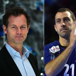 Edgar Grospiron, champion olympique de ski de bosses, et Michaël Guigou, capitaine de l'équipe de France de handball.
