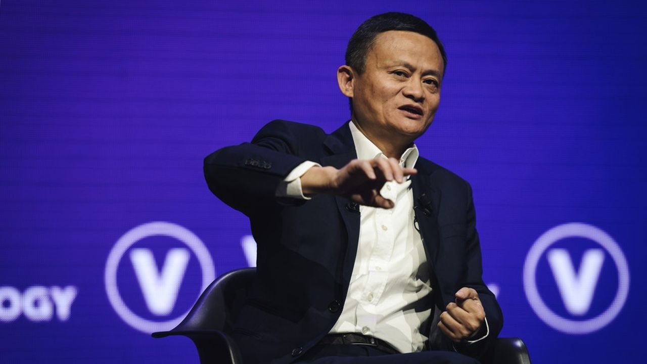 Le créateur du groupe chinois Alibaba Jack Ma lors de son discours au salon Viva Tech à Paris le 16 mai 2019.