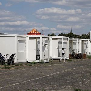Hébergement de réfugiés sur l'ancien aéroport de Tempelhof, à Berlin, en août 2022.
