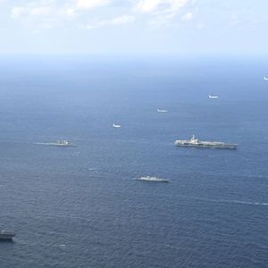 Exercice naval des forces japonaises, américaines, indiennes et australiennes en 2022.