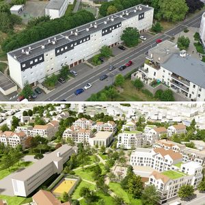 Le quartier Joliot-Curie, à Igny, avant et après la création de nouveau logements sociaux.