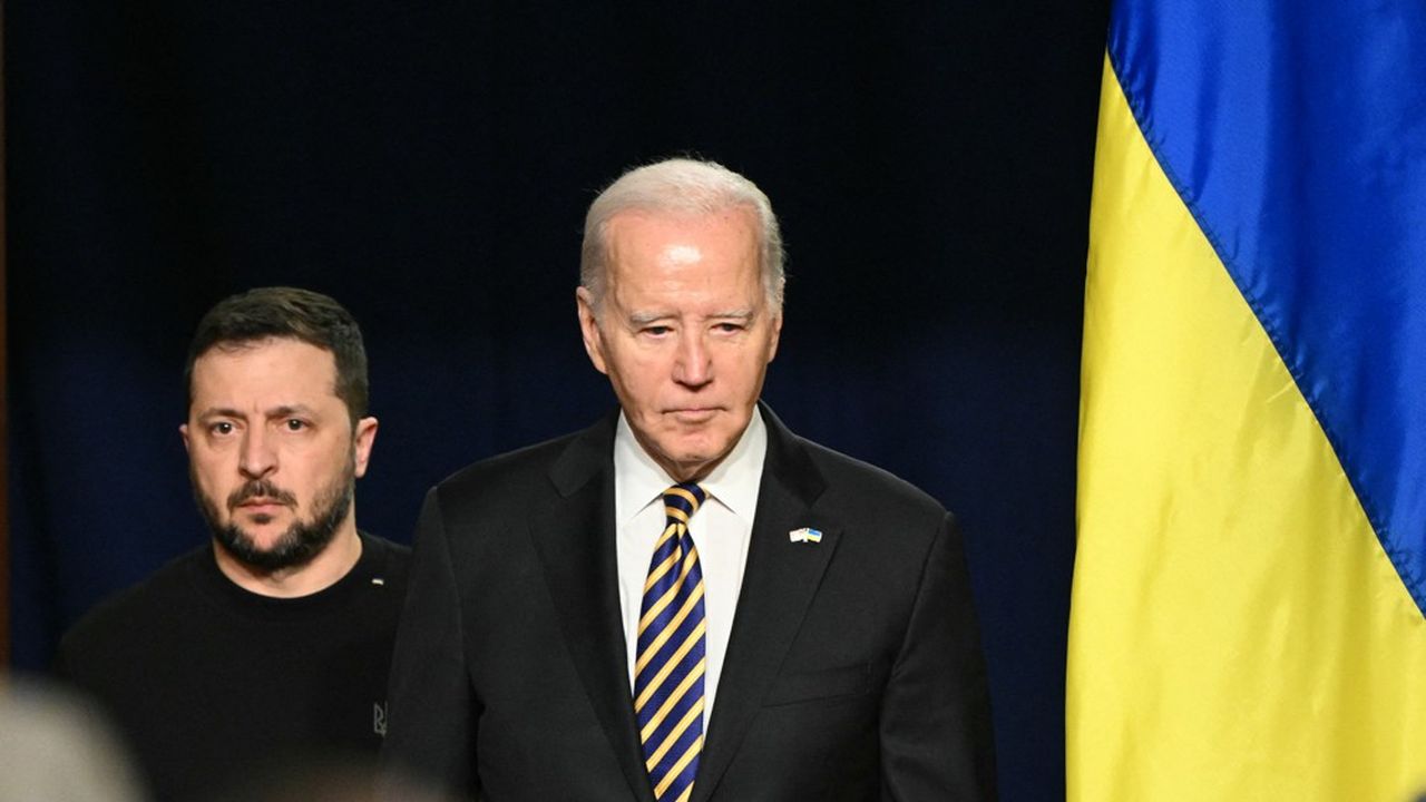 Volodymyr Zelensky et Joe Biden lors d'une conférence de presse à la Maison Blanche le 12 décembre 2023.