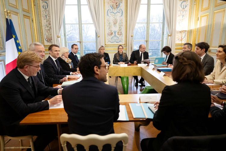 Lors du premier Conseil des ministres du gouvernement Attal, le 12 janvier 2024.