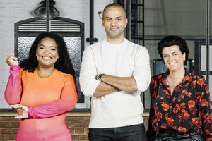 De gauche à droite : Kelly Massol, Tony Parker et Stéphanie Delestre, les trois nouveaux jurés de la saison 4 de « Qui veut être mon associé ? », diffusée sur M6.