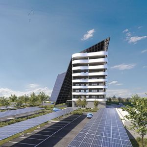 Une façade du nouveau bâtiment sera couverte de panneaux photovoltaïques.