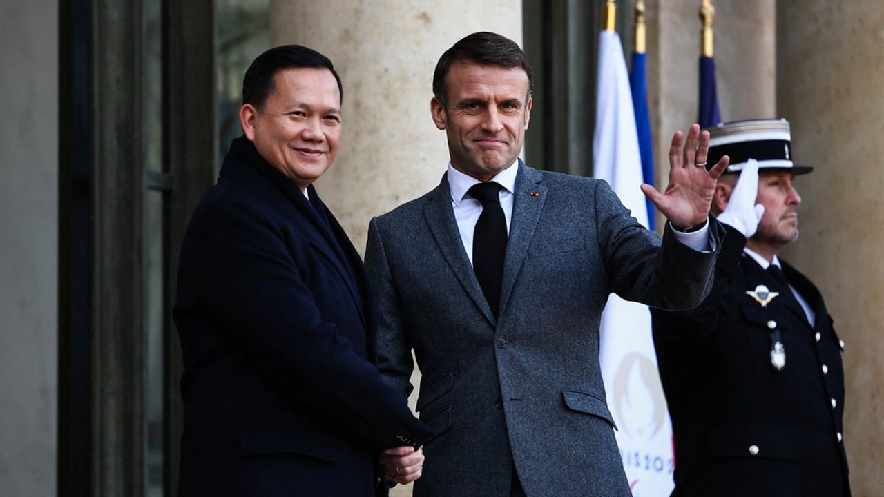 Le Premier ministre cambodgien, Hun Manet, a rencontré Emmanuel Macron, jeudi à l'Elysée, lors d'un déjeuner de travail.