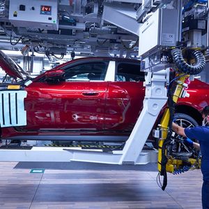 Ligne de production de la BMW i4, dans l'usine de Munich.