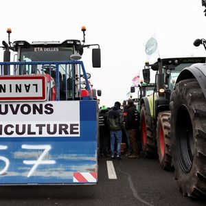 A hauteur de Jossigny, non loin de Paris, des agriculteurs en colère bloquent l'autoroute A4, ce mardi 30 janvier 2024.