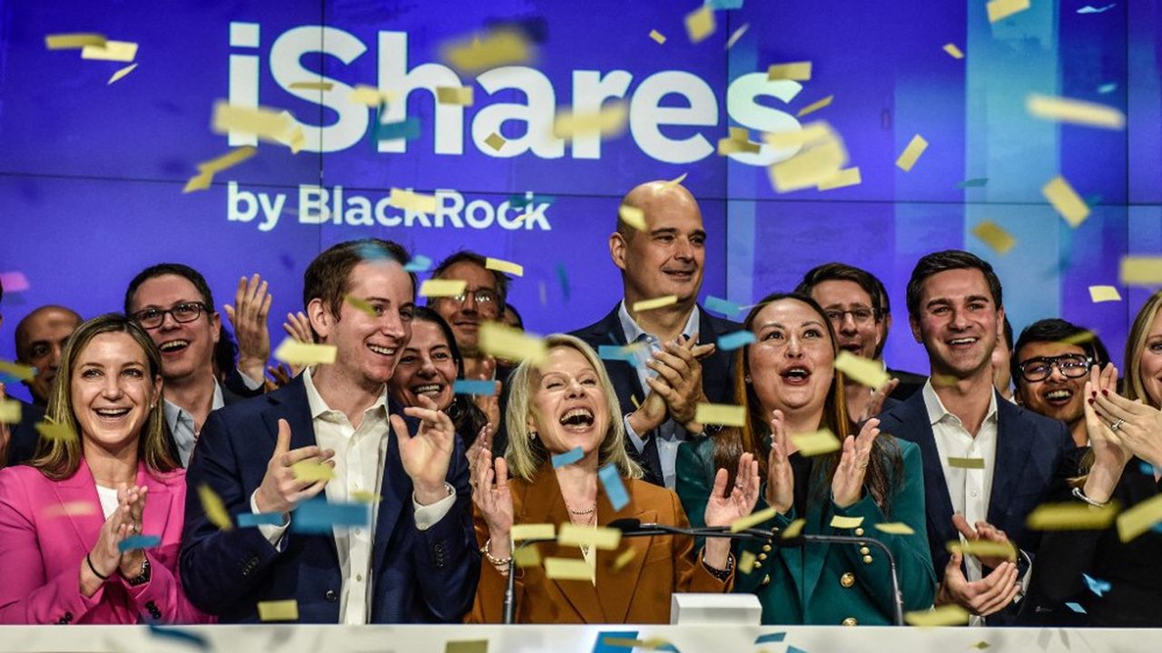 Samara Cohen, directrice des ETF chez BlackRock, lors du lancement du fonds iShares Bitcoin Trust (IBIT) le 11 janvier 2024 à Wall Street.