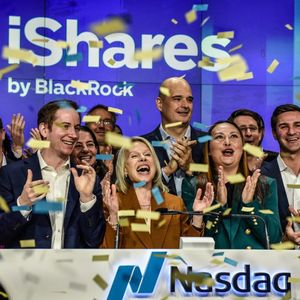 Samara Cohen, directrice des ETF chez BlackRock, lors du lancement du fonds iShares Bitcoin Trust (IBIT) le 11 janvier 2024 à Wall Street.