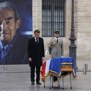 Emmanuel Macron ce mercredi lors de l'hommage national à Robert Badinter.