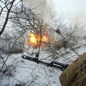 Combats entre Ukrainiens et Russes non loin de la ville de Chasiv Yar, dans la région du Donetsk, jeudi 22 février 2024.